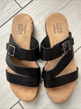 croft & barrow Black Triple-Strap Buckle Slide Sandals